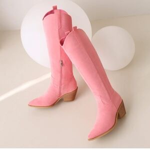 Elegant Pink Heeled Boots for Women